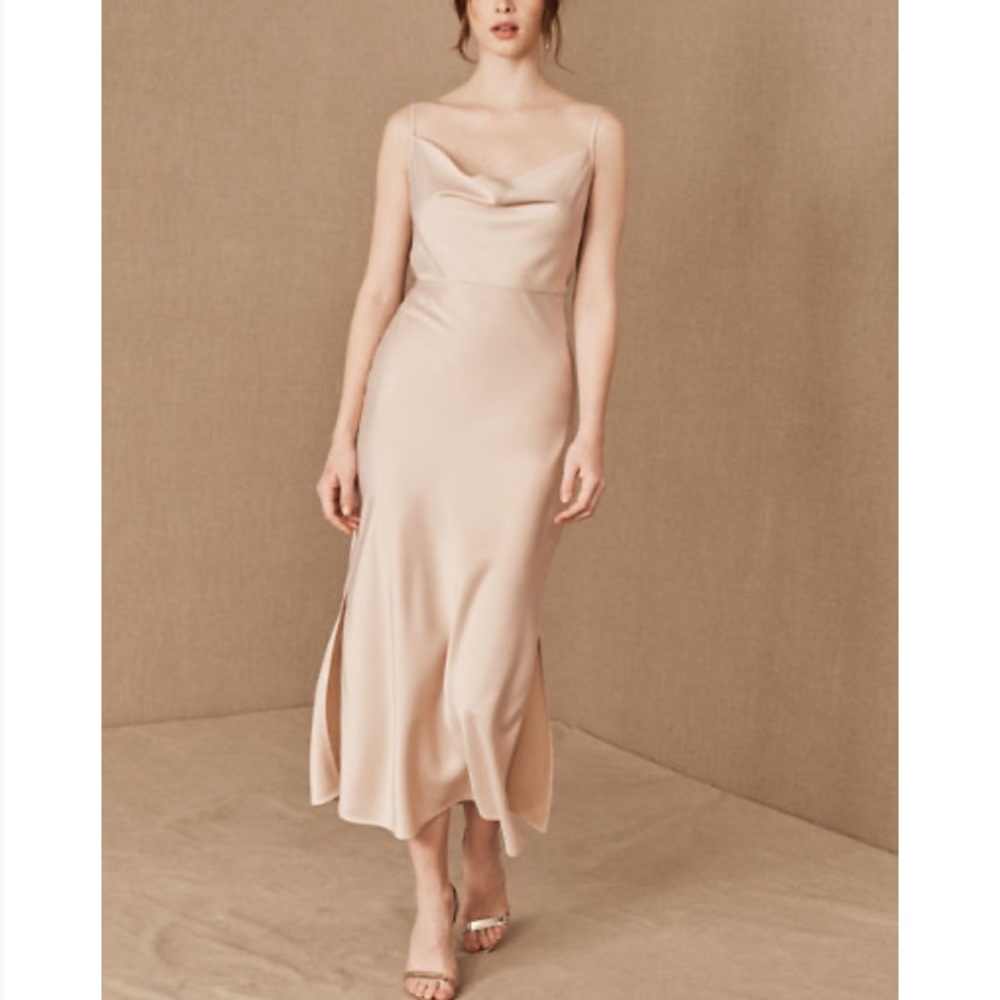 BHLDN Kari Slip Midi Dress in Oyster Cream New